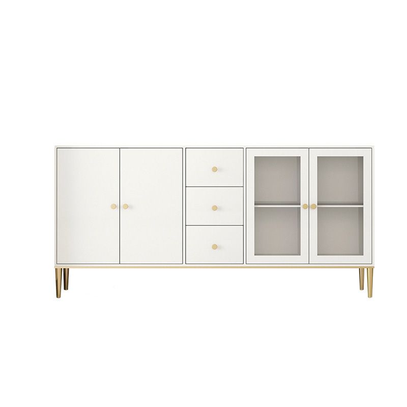 Server da pranzo del cassetto in legno ingegnerizzato bianco con gambe metalliche
