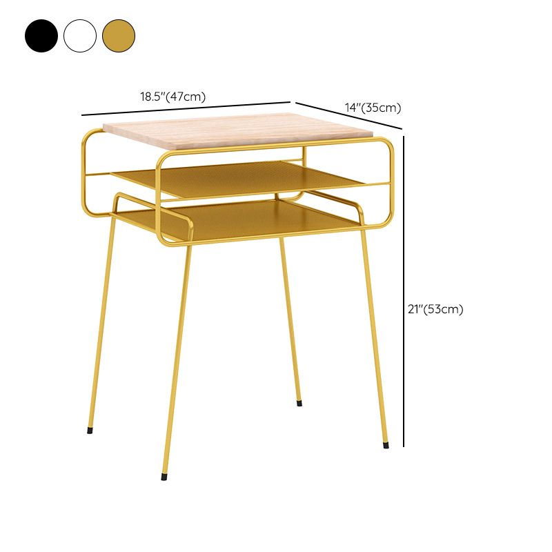 Iron Accent Table Nightstand Contemporary Bedside Cabinet with 2 Shelves ,21" Tall Clearhalo 'Bedroom Furniture' 'furn' 'furn_night_stand' 'Furniture' 'night_stand' 'Nightstands' 1200x1200_ec977626-5768-4641-a167-a701ec05e612