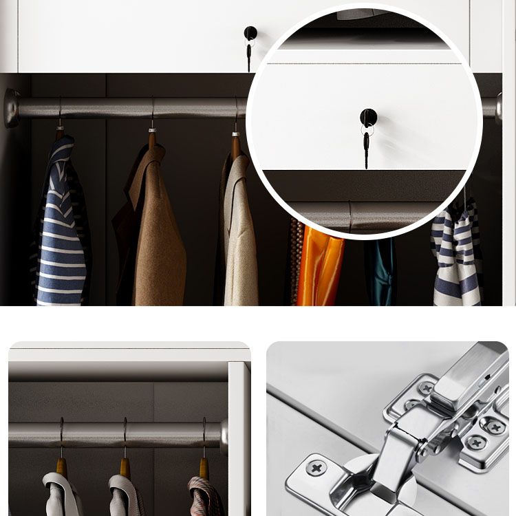 Contemporary Wooden Wardrobe White Color Soft Close Door Wardrobe Closet with 1-Door