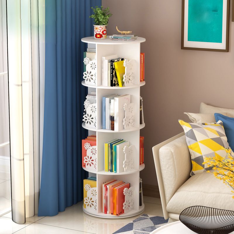 Contemporary Bookcase White Engineered Wood Vertical Shelf Bookcase