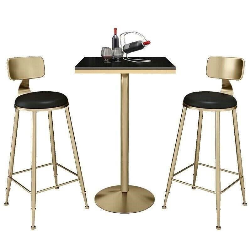 Glam Style Gold Metal Bar Table 21.6"W Top Marble Indoor Bistro Table Clearhalo 'Bar Furniture' 'Bar Tables' 'bar_tables' 'furn' 'furn_bar_tables' 'Furniture' 'furniture_bar_tables' 'Kitchen & Dining Furniture' 'kitchen&dining_furn' 'kitchen' 1200x1200_ec98f4ac-f371-46dc-badb-ebf79d4c113c