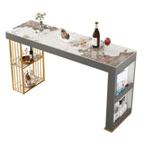 Nordic Glam Rectangle Sintered Stone Table Dining Bar Counter Table for Kitchen Clearhalo 'Bar Furniture' 'Bar Tables' 'bar_tables' 'Furniture' 'furniture_bar_tables' 'Kitchen & Dining Furniture' 1200x1200_ec9920d2-baf0-4945-9519-ebf99fd00511