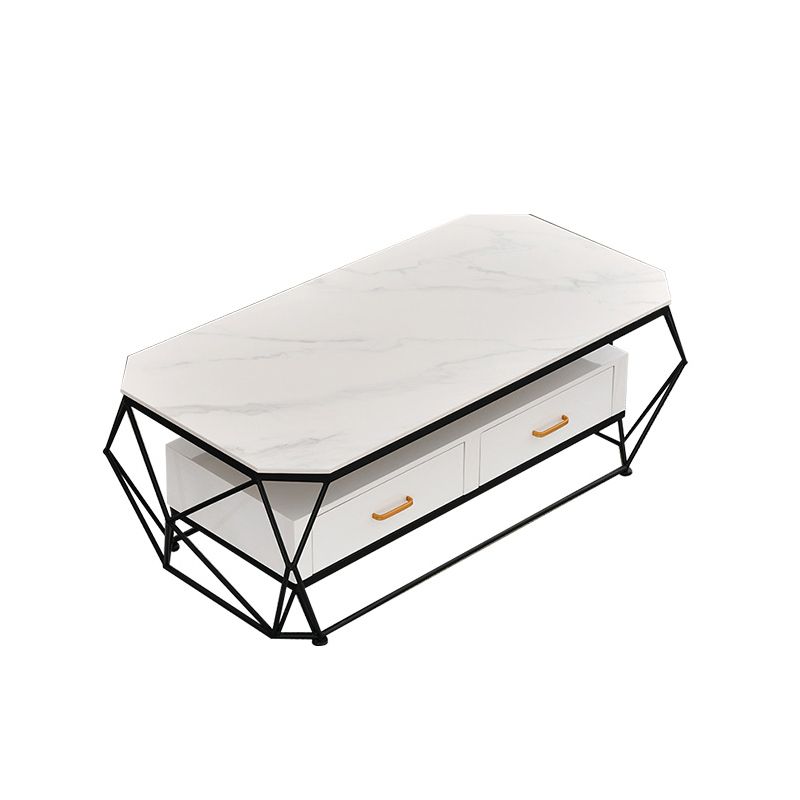 Tavolino geometrico in ardesia 2 cassetti Tavolo da cocktail - 17,7 "H