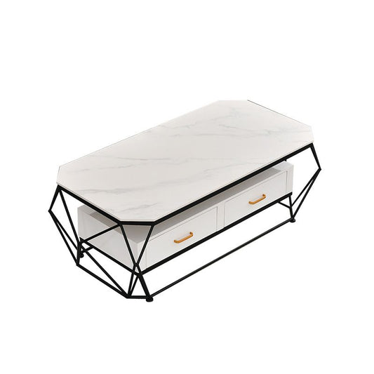 Tavolino geometrico in ardesia 2 cassetti Tavolo da cocktail - 17,7 "H