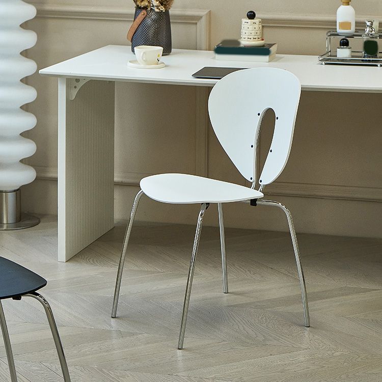 Moderne open rug plastic eetkamer zilveren been eetstoel