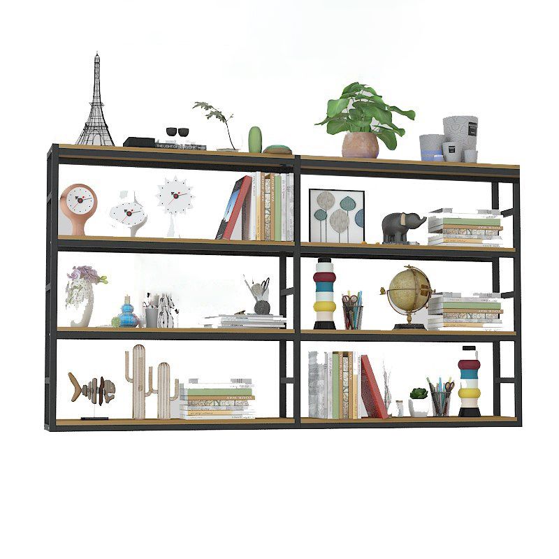 Industrial Wall Unit Bookshelf Black Steel Frame Natural Manufactured Wood Shelf Bookshelf Clearhalo 'Bookcases' 'Furniture' 'furniture_bookcases' 'kitchen' 'kitchen_bookcases' 'Living Room Furniture' 'Office Furniture' 1200x1200_ec9ac74d-19a9-4f00-9563-91bef2d279d3