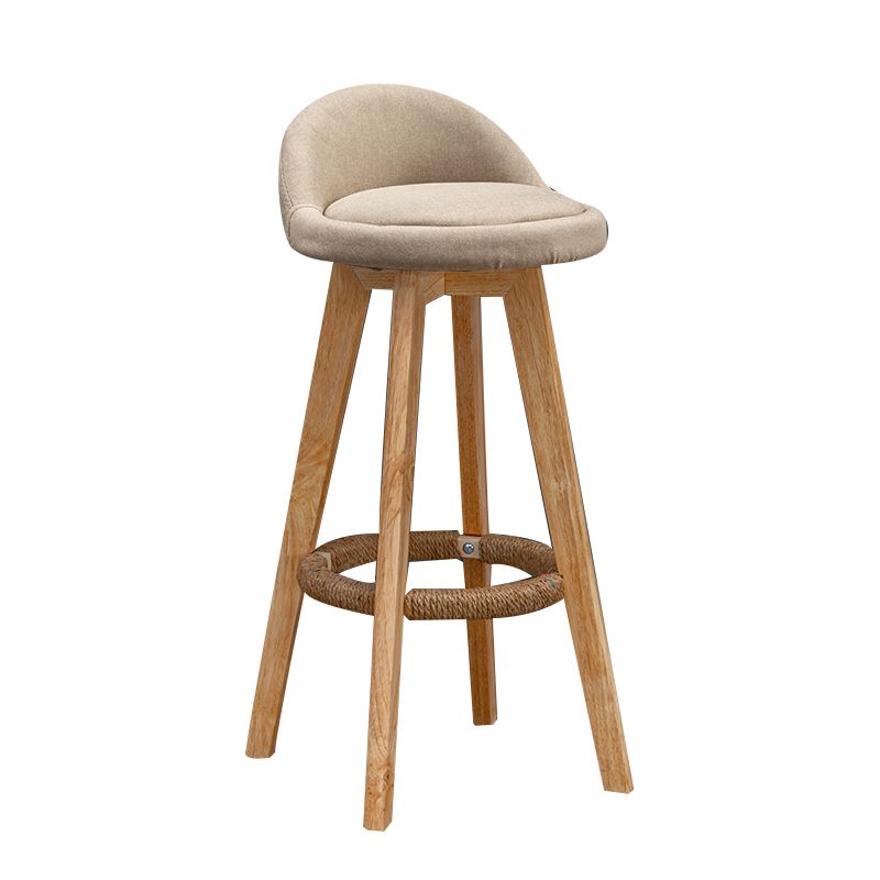 Nordic Indoor Low Back Barstool Swivel Rubberwood Tall Stool with Upholstered Clearhalo 'Bar Furniture' 'Bar Stools' 'bar_stools' 'furn' 'furn_bar_stools' 'Furniture' 'furniture_bar_stools' 'Kitchen & Dining Furniture' 1200x1200_ec9b44c0-e475-45a8-9a63-0edcb1db764a