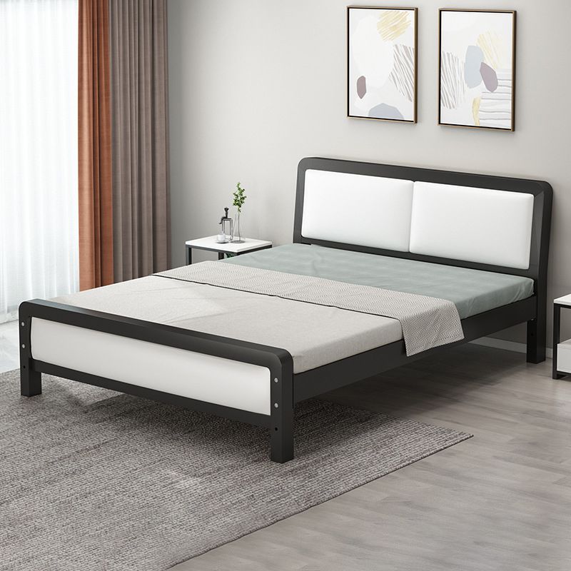 Modern Iron Wire-Grid Bed Frame 36.6" H Black & White Panel Bed with Headboard Clearhalo 'Bedroom Furniture' 'Beds' 'furn' 'furn_beds' 'Furniture' 1200x1200_ec9b4b72-a9e1-48a5-9c69-dee5f320efbf