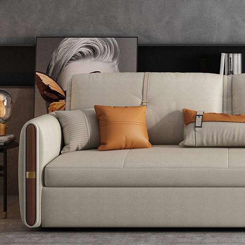 Glam Style Beige Futon Sofa Bed with Box and Black Metal Base Clearhalo 'furn' 'furn_futons' 'Furniture' 'Futons & Daybeds' 'Futons' 'Living Room Furniture' 1200x1200_ec9f4045-b1f7-40fb-9918-99b707f8b230