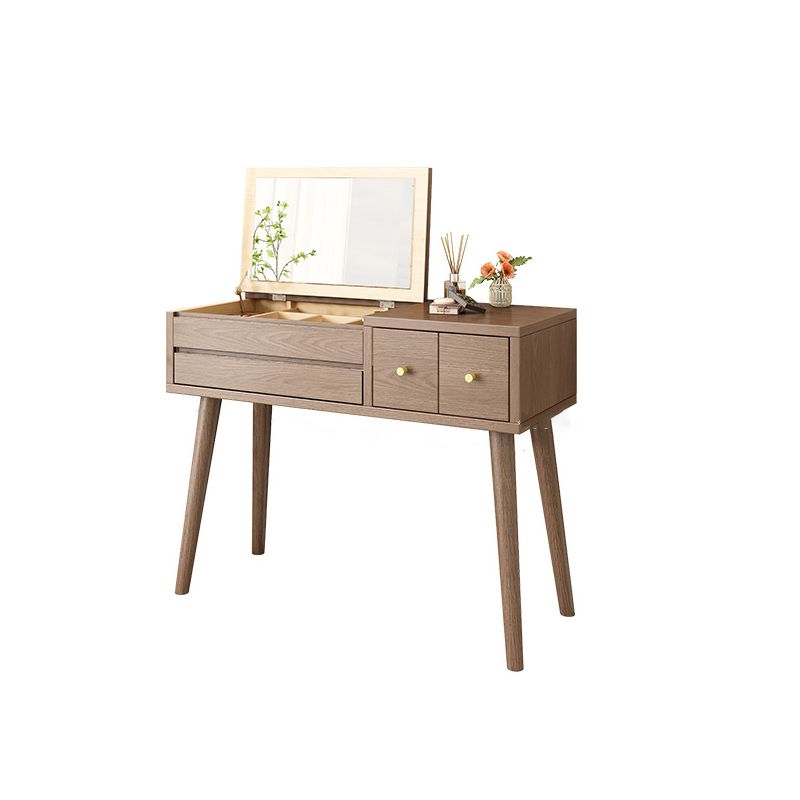 Scrivania in legno massello scrivania da remoto set di vanità per trucco specchio con cassetto