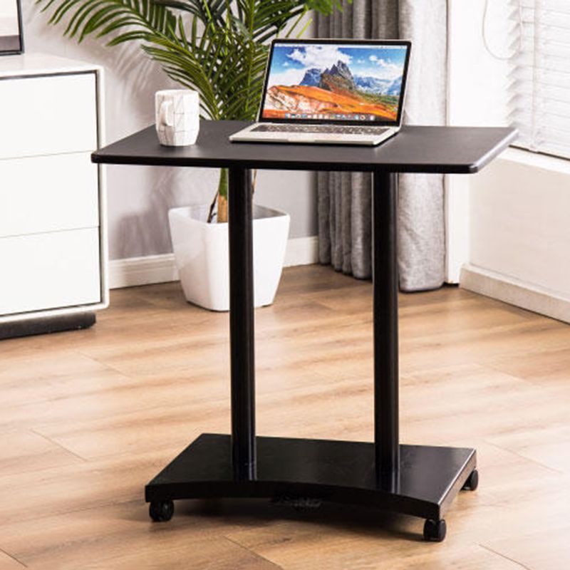 Rectangular Shaped Wood Office Writing Table Metal Legs with Wheels