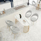 Glam White Faux Marble Top Kitchen Table with Gold Metal Legs