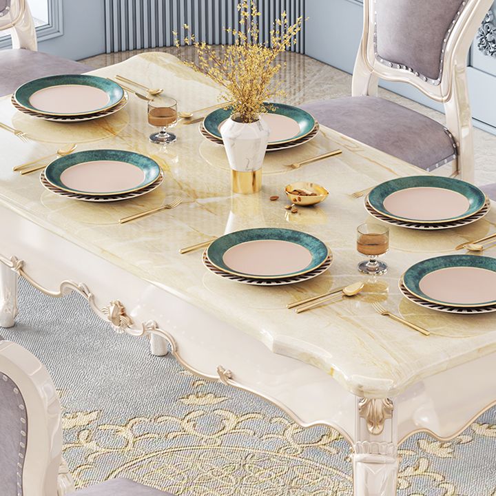 Rectangle Shape White Tone Dining Table Victoria 4 Legs Table for Dining Room Clearhalo ' dining_table' 'Dining Tables & Seating' 'Dining Tables' 'furn' 'furn_dining_table' 'Furniture' 'furniture_dining_table' 'Kitchen & Dining Furniture' 'kitchen&dining_furn' 'kitchen' 'kitchen_dining_table' 1200x1200_eca204d9-d16a-41d6-921a-c901b2eef206
