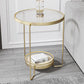 23.6" Tall Round Glass Top Side Table Iron Frame Base End Table with Shelf Clearhalo 'Coffee & Accent Tables' 'End & Side Tables' 'end_side_tables' 'furn' 'furn_end_side_tables' 'Furniture' 'Living Room Furniture' 1200x1200_eca2b0dc-4352-4d56-a965-770f7a988613