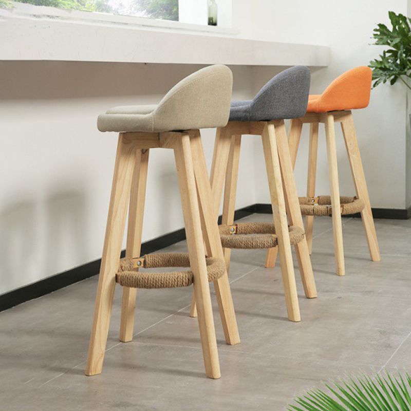 Scandinavian Rubberwood Upholstered Barstool Matte Finish Home Stool Clearhalo 'Bar Furniture' 'Bar Stools' 'bar_stools' 'furn' 'furn_bar_stools' 'Furniture' 'furniture_bar_stools' 'Kitchen & Dining Furniture' 1200x1200_eca352d5-4dd3-4b2b-b9ab-c27b3017792e