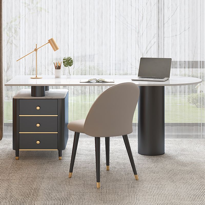 Glam voetstuk Writing Desk White 3 Lads Office Desk met metalen benen