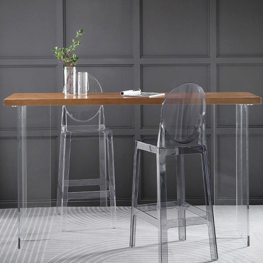 Hedendaagse stijl massief houten toptafel met acrylbasis