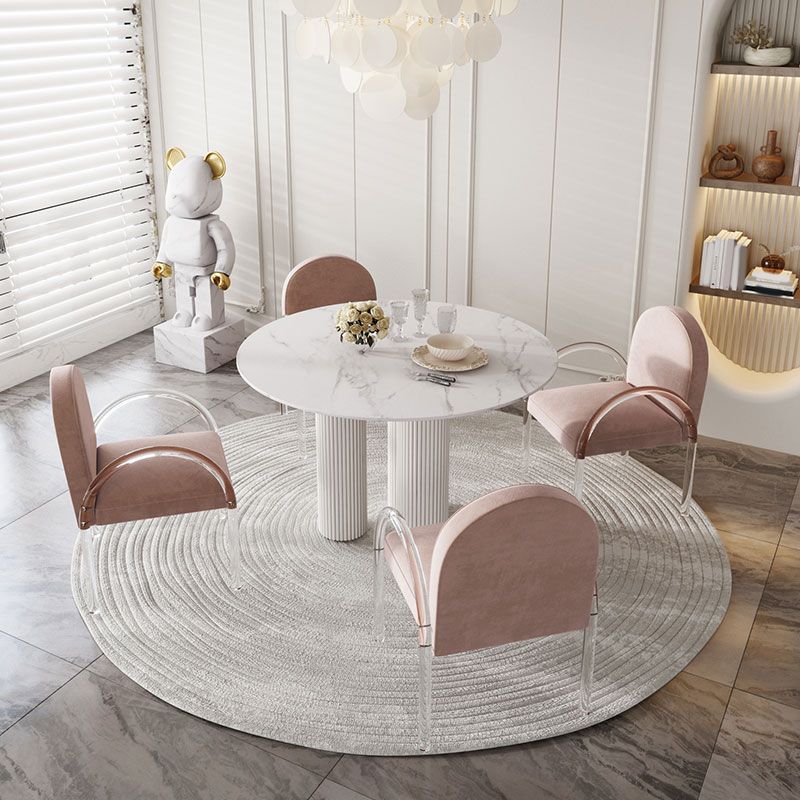 Modern 1/5 Pieces Dining Set Round Stone Dining Table for Dining Room Kitchen Clearhalo 'Dining Room Sets' 'Dining Tables & Seating' 'dining_room_set' 'furn' 'furn_dining_room_set' 'Furniture' 'Kitchen & Dining Furniture' 1200x1200_eca68826-2104-4ef6-949c-0836ae8237c5