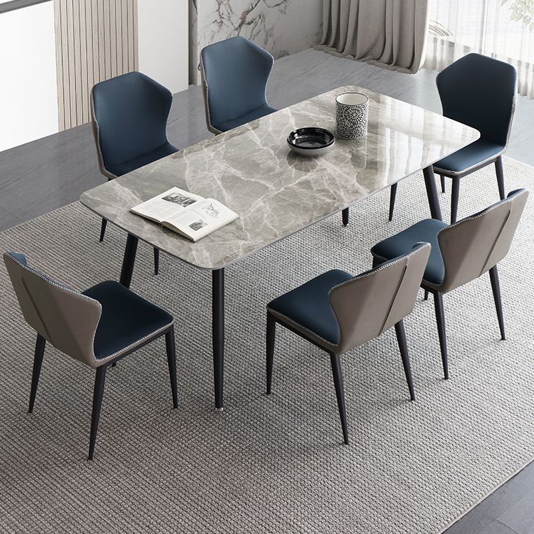 Industrial Sintered Stone Table Rectangle Shape Standard Dining Table with 4 Legs Base Clearhalo ' dining_table' 'Dining Tables & Seating' 'Dining Tables' 'furn' 'furn_dining_table' 'Furniture' 'furniture_dining_table' 'Kitchen & Dining Furniture' 'kitchen&dining_furn' 'kitchen' 'kitchen_dining_table' 1200x1200_eca6f006-4237-4be9-831d-fbaaca177edb