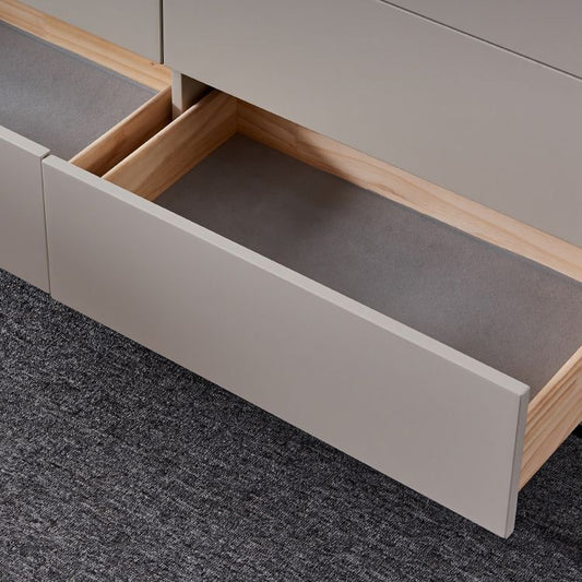 Server a buffet contemporanei con cassetti in pietra e server da pranzo in legno