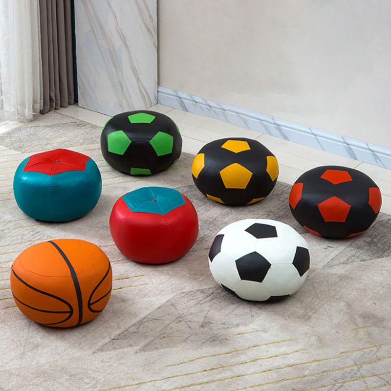 Upholstered Pouf Color Panel Tear Resistant Round Faux Leather Fabric Modern Pouf Clearhalo 'furn' 'furn_ottomans_poufs' 'Furniture' 'Living Room Furniture' 'Ottomans & Poufs' 'ottomans_poufs' 1200x1200_eca99cea-bcec-4738-880f-94bc4de65120