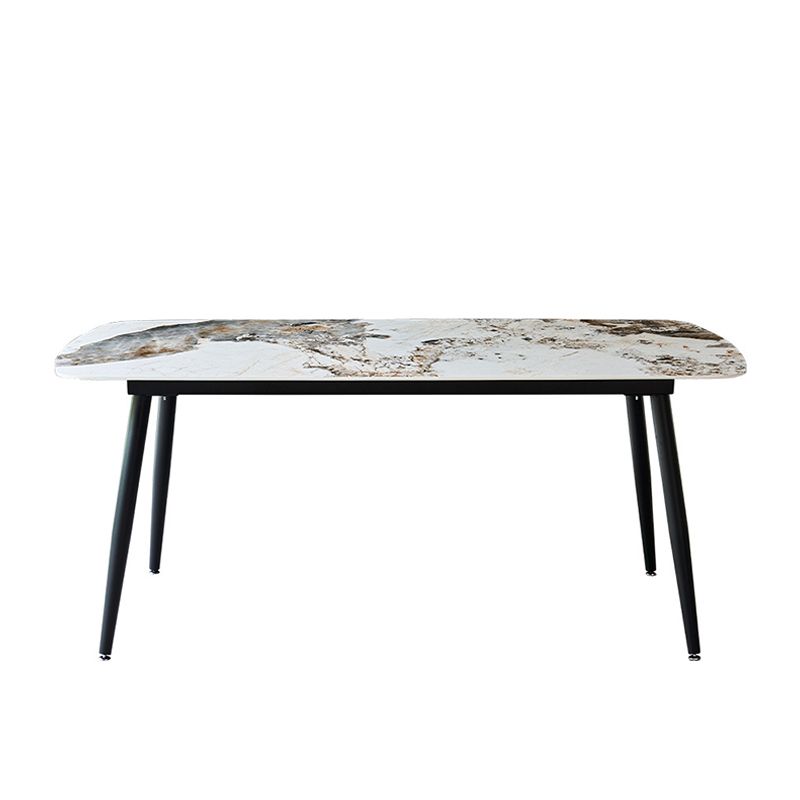 Table à manger rectangulaire en pierre mate Meubles de 4 jambes avec base en acier