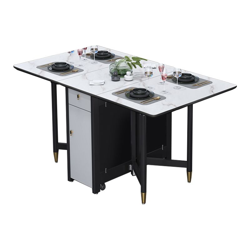 Solid Wood Contemporary Rectangular Table Glass Top Table with Drop Leaf Clearhalo 'Dining Tables & Seating' 'Dining Tables' 'dining_table' 'furn' 'furn_dining_table' 'Furniture' 'furniture_dining_table' 'Kitchen & Dining Furniture' 'kitchen' 'kitchen_dining_table' 1200x1200_eca9a384-5642-4593-a0fb-daba629f2f3a