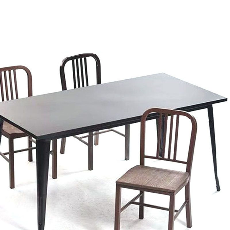 Industriële metalen eetkamerstoelen Slat achter eetstoel in zilver