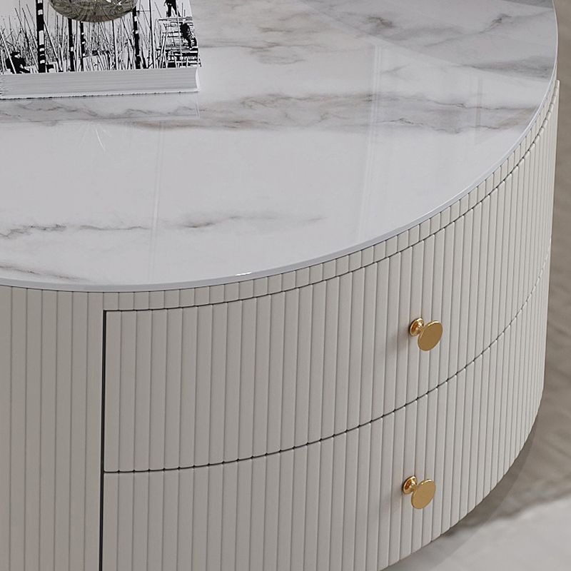 Mesa de centro con tapa de piedra y estructura de pizarra, juego de mesa de centro Glam con 2 cajones