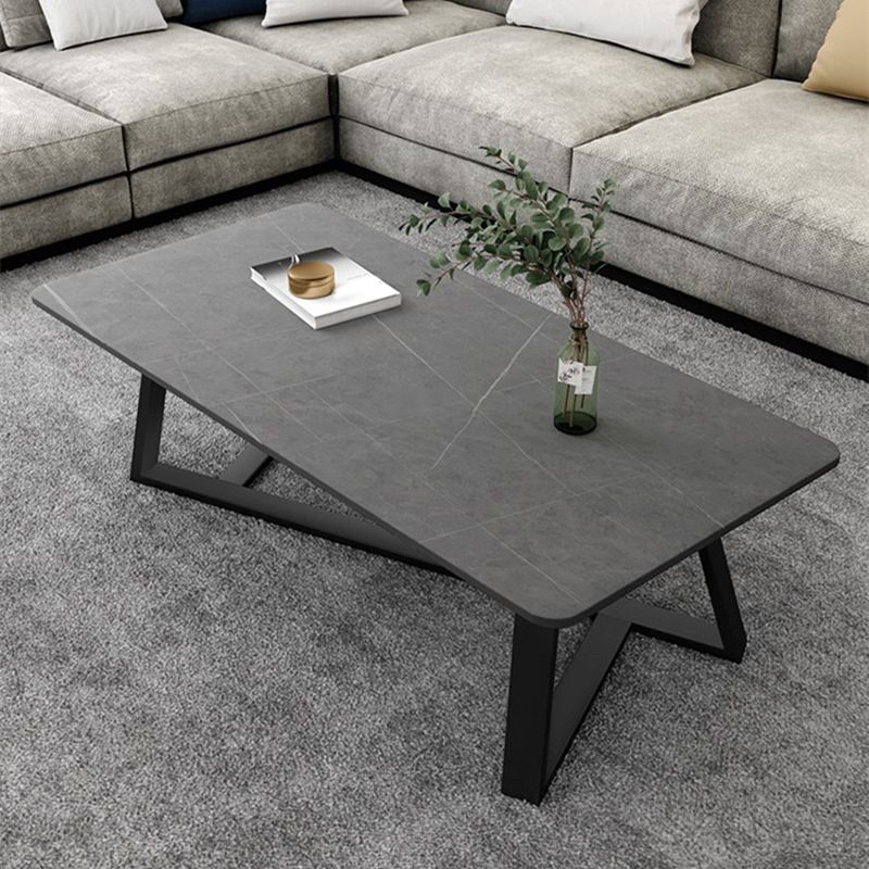 Mid-Century Modern Stone Top Accent Table Rectangular Coffee Table with Metal Frame Clearhalo 'Coffee & Accent Tables' 'Coffee Tables' 'coffee_tables' 'furn' 'furn_coffee_tables' 'Furniture' 'furniture_coffee_tables' 'Living Room Furniture' 1200x1200_ecafcea9-7eb5-4cbd-a4a2-fea704fb2c87