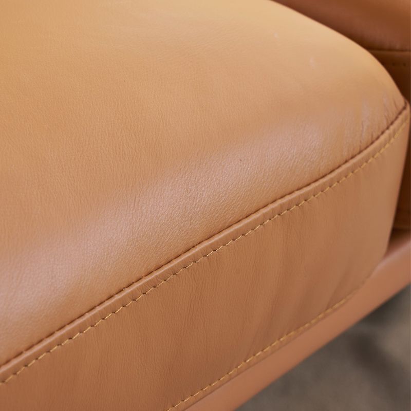 Modern Style Square Armrest Sponge Seat Filled with Leather & Leather Orange Sofa Clearhalo 'furn' 'furn_sofas' 'Furniture' 'furniture_sofas' 'kitchen' 'kitchen_sofas' 'Living Room Furniture' 'Sofa' 'sofas' 1200x1200_ecb0bfdb-4e99-481c-9eb8-cf84d6cdbaa7