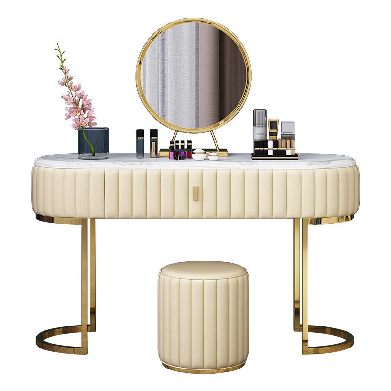 Marble Vanity Table with 1 Storage Drawer Glam Makeup Table for Bedroom Clearhalo 'Bedroom Furniture' 'furn' 'furn_makeup_vanities' 'Furniture' 'Makeup Vanities' 'makeup_vanities' 1200x1200_ecb19e69-932a-4a72-8aa7-4e6d73a471df