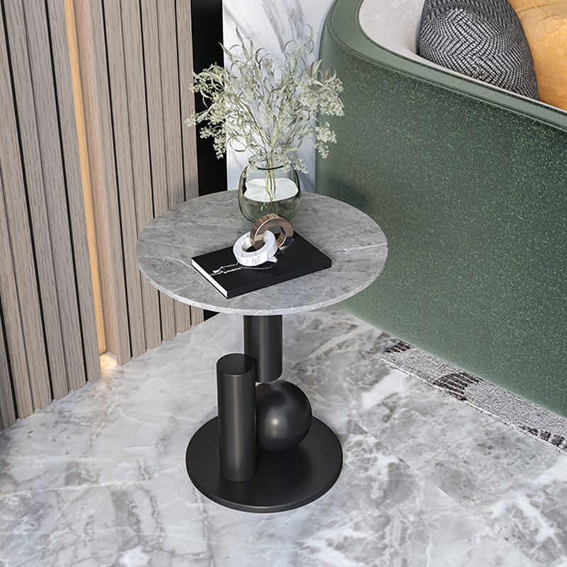 Mident secolo moderno rotondo rotondo resistente al graffio laterale tavolo da piedistallo di ferro.