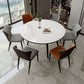 Round Stone Dining Table Modern Extendable Dining Table with 4 Legs in Matte Finish