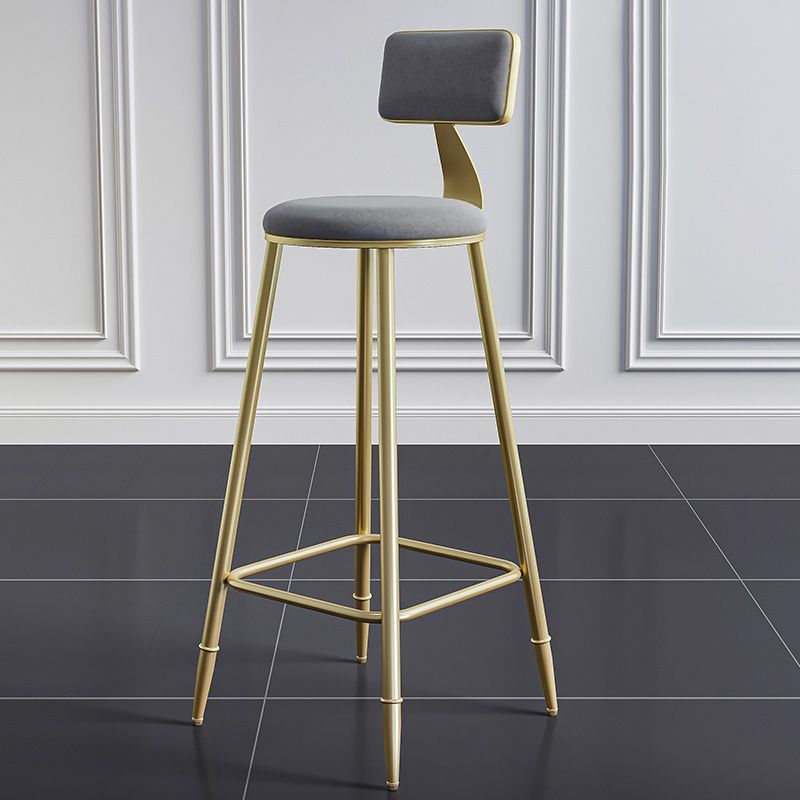 Nordic Armless Backrest Counter Stool Iron Dining Room Bar Stool with Cushion and Pedal Clearhalo 'Bar Furniture' 'Bar Stools' 'bar_stools' 'furn' 'furn_bar_stools' 'Furniture' 'furniture_bar_stools' 'Kitchen & Dining Furniture' 1200x1200_ecb60c15-f3b8-4adf-85fb-83eb268535e1