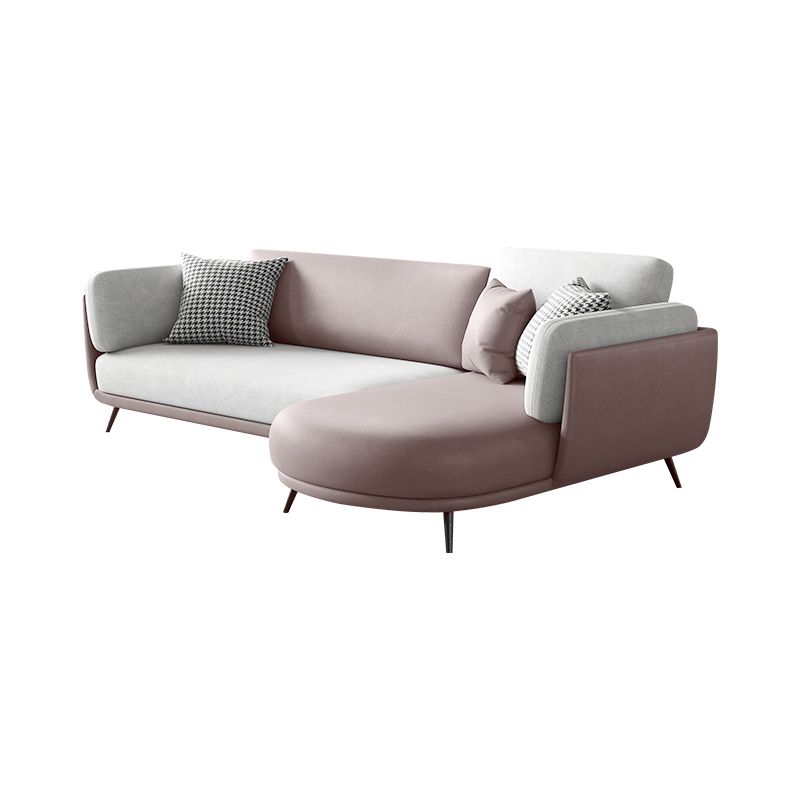 Faux Leather Scandinavian L-Shape Sectional with Pillowed Back Cushions Clearhalo 'furn' 'furn_sectionals' 'Furniture' 'furniture_sectionals' 'kitchen' 'kitchen_sectionals' 'Living Room Furniture' 'Sectionals' 1200x1200_ecb73d3f-1607-4f73-bffb-c6b51f6b616e