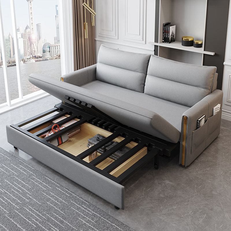 Canapé canapé de lit contemporain résistant aux taches en cuir en cuir en gris