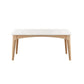 White Stone Top Table Mid-Century Modern Dining Table with 4 Wood Legs