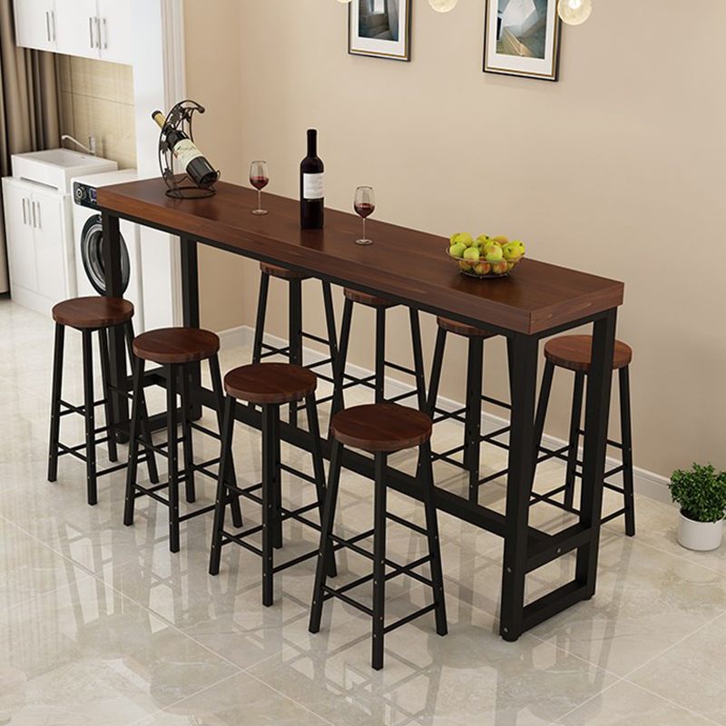 Iron Solid Wood Rectangular Table Industrial Style Home Bar Table Clearhalo 'Bar Furniture' 'Bar Tables' 'bar_tables' 'furn' 'furn_bar_tables' 'Furniture' 'Kitchen & Dining Furniture' 1200x1200_ecbfcadf-1845-4f6d-8d01-f7477e303bac
