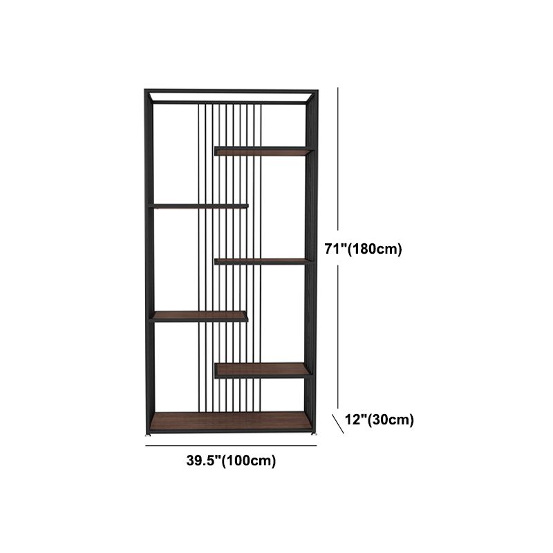 5-Shelf Modern Vertical Etagere Bookshelf Iron Frame Manufactured Wood Shelf Bookshelf Clearhalo 'Bookcases' 'furn' 'furn_bookcases' 'Furniture' 'furniture_bookcases' 'kitchen' 'kitchen_bookcases' 'Living Room Furniture' 'Office Furniture' 1200x1200_ecc185cc-19f1-4517-ac8a-9367b90d330f