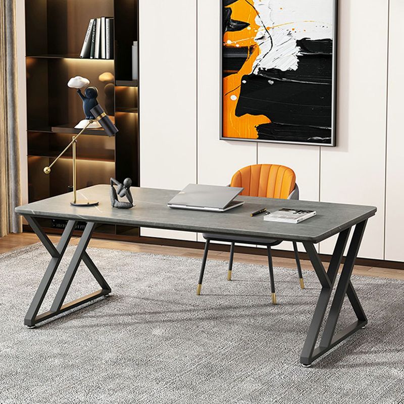 Rectangular Shaped Office Desk Reversible Grey Writing Desk for Office Clearhalo 'furn' 'furn_office_desk' 'Furniture' 'Office Desks' 'Office Furniture' 'office_desk' 1200x1200_ecc690de-0660-4d6b-8d1f-143a54251aa3