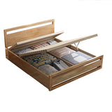 Rubberwood Bed Frame with Rectangular Headboard in Natural Color