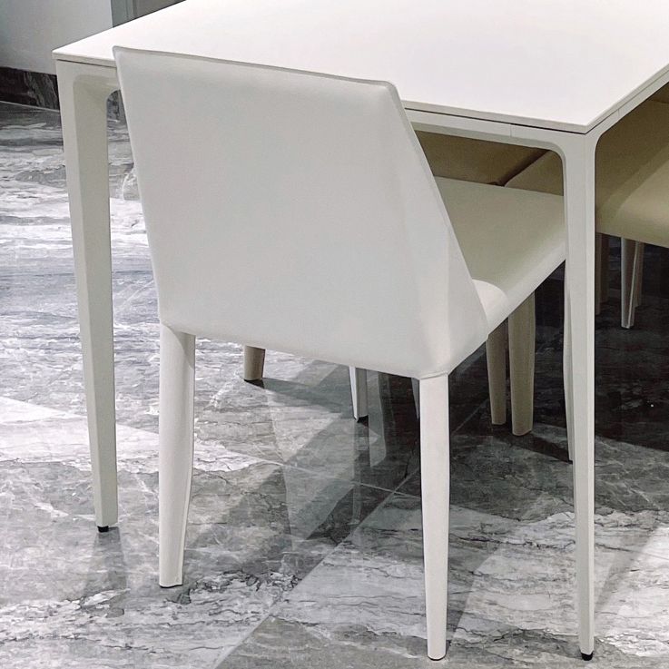 Modern White Sintered Stone Dining Table Rectangle Shape Standard Dining Table for Kitchen Clearhalo ' dining_table' 'Dining Tables & Seating' 'Dining Tables' 'Furniture' 'furniture_dining_table' 'Kitchen & Dining Furniture' 'kitchen&dining_furn' 'kitchen' 'kitchen_dining_table' 1200x1200_ecce8332-64e6-4775-ae40-7740063129e7