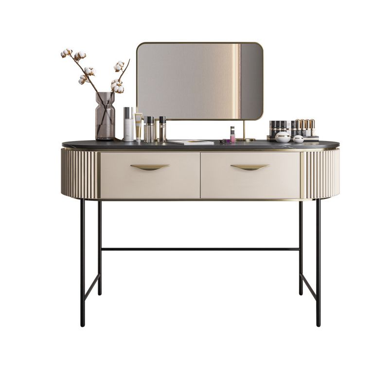 Set di vanità con 2 cassetti di stoccaggio da 17,71 "con specchio e sgabello imbottito