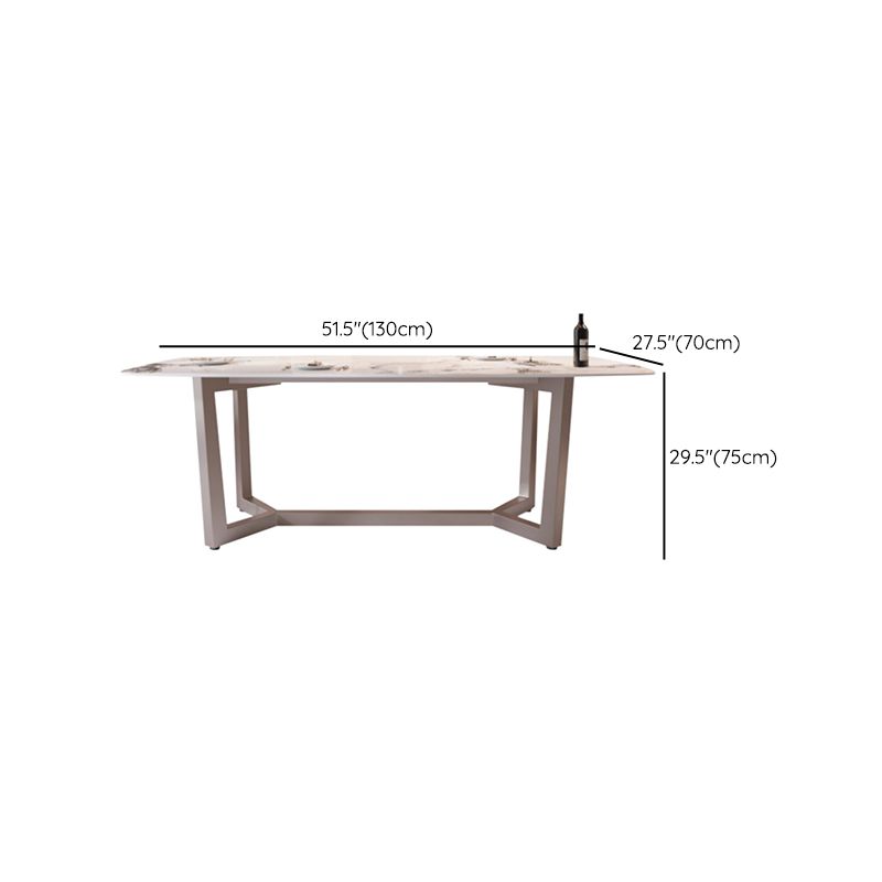Table à manger rectangulaire en pierre moderne, base en métal pour salle à manger