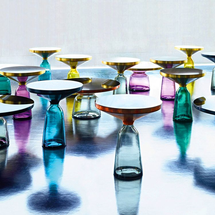 Glass Top End Table Modern Pedestal Sofa Side Table for Living Room