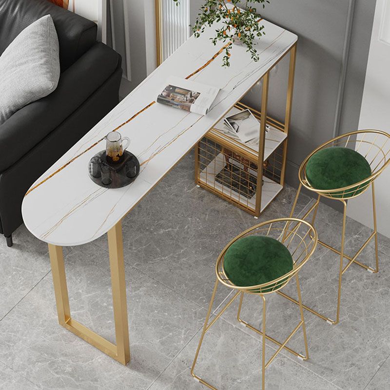 Stone Top Cocktail Bar Table 42-inch Height Metal Base Bar Height Storage Table Clearhalo 'Bar Furniture' 'Bar Tables' 'bar_tables' 'furn' 'furn_bar_tables' 'Furniture' 'furniture_bar_tables' 'Kitchen & Dining Furniture' 'kitchen&dining_furn' 'kitchen' 1200x1200_eccfc700-f293-4a1e-9626-ec7fd3166647