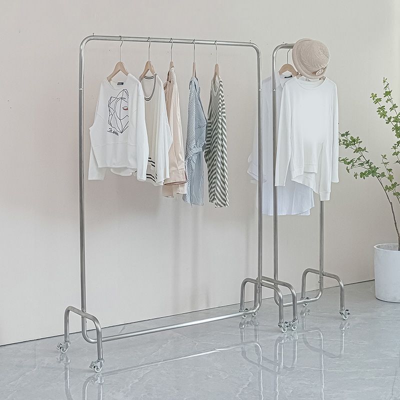 Colgilla de abrigo metálico de estante de estilo industrial con rueda universal