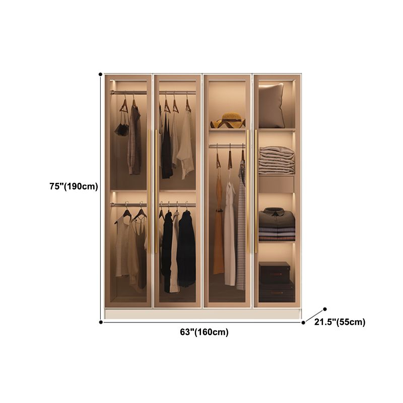 Contemporary Style Wardrobe Glass Wardrobe Closet With Shelves