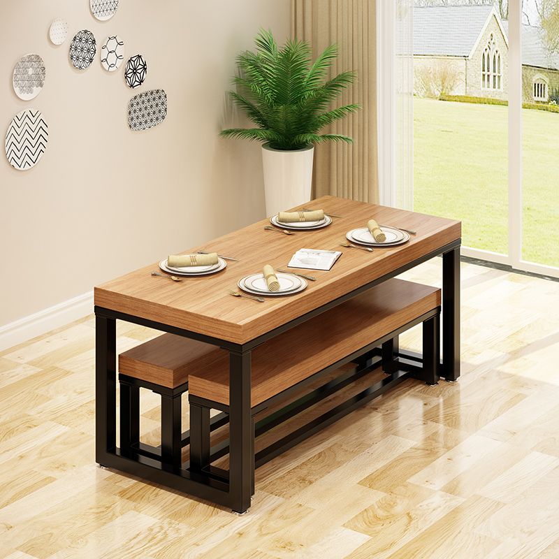 Modern Solid Wood Kitchen Dining Table Rectangle Shape Standard Dining Table with Trestle Base Clearhalo ' dining_table' 'Dining Tables & Seating' 'Dining Tables' 'furn' 'furn_dining_table' 'Furniture' 'furniture_dining_table' 'Kitchen & Dining Furniture' 'kitchen&dining_furn' 'kitchen' 'kitchen_dining_table' 1200x1200_ecd28187-7b50-4e00-950a-ef4e30ac0974